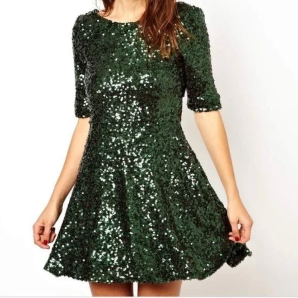 French Connection Green Sequin Dress